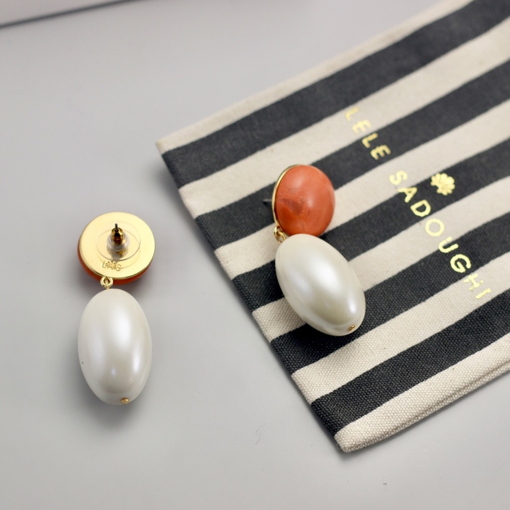 Lele Sadoughi drop stone pearl earrings - Picture 2 of 4